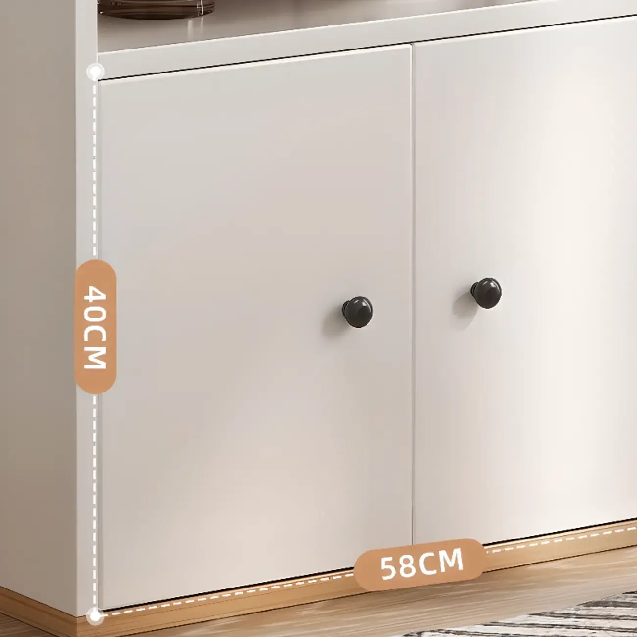 Armoire de rangement moderne en bois blanc avec étagères extérieures