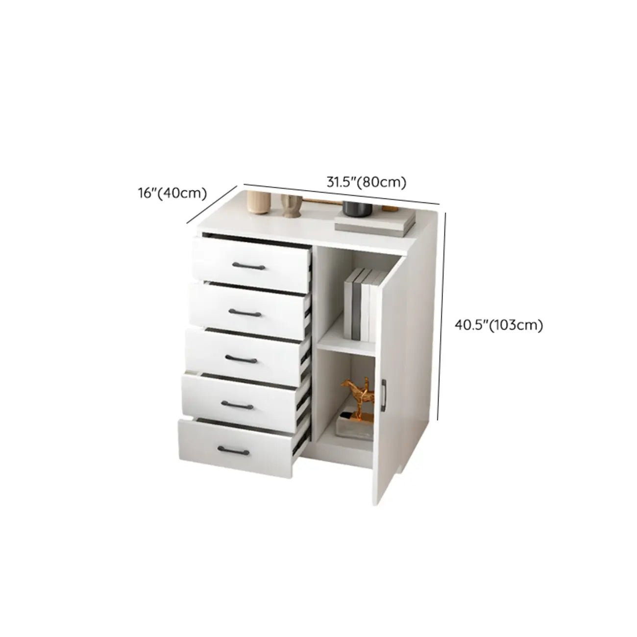 Armoire de rangement rectangulaire moderne à 5 tiroirs pour la maison