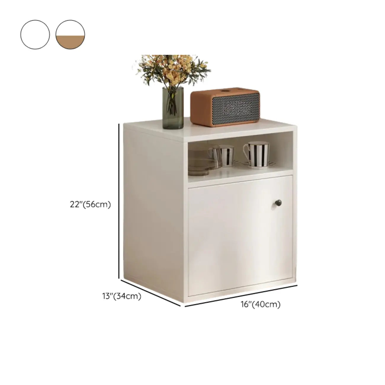 Armoire de rangement moderne en bois blanc avec étagères extérieures