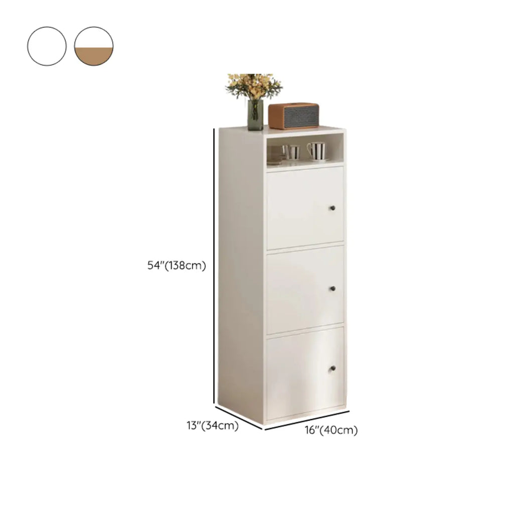Armoire de rangement moderne en bois blanc avec étagères extérieures