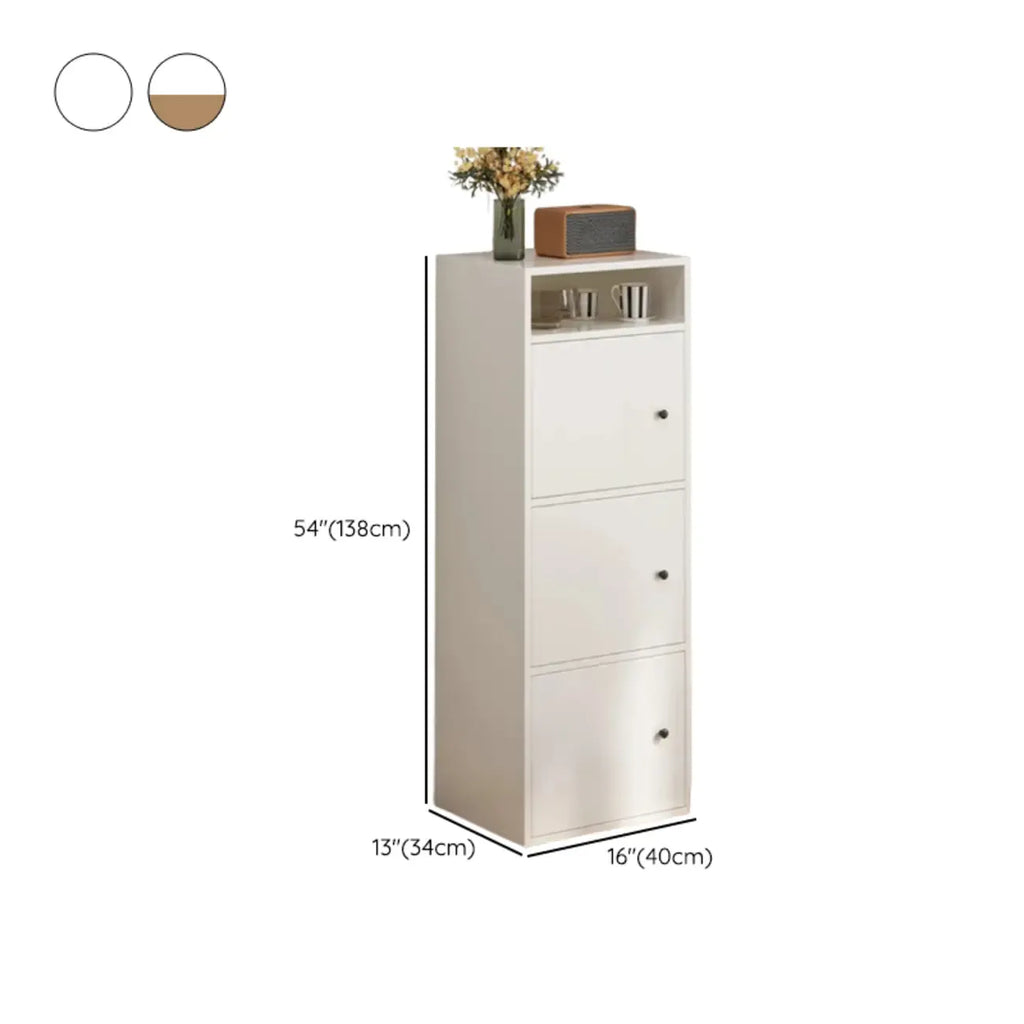 Armoire de rangement moderne en bois blanc avec étagères extérieures