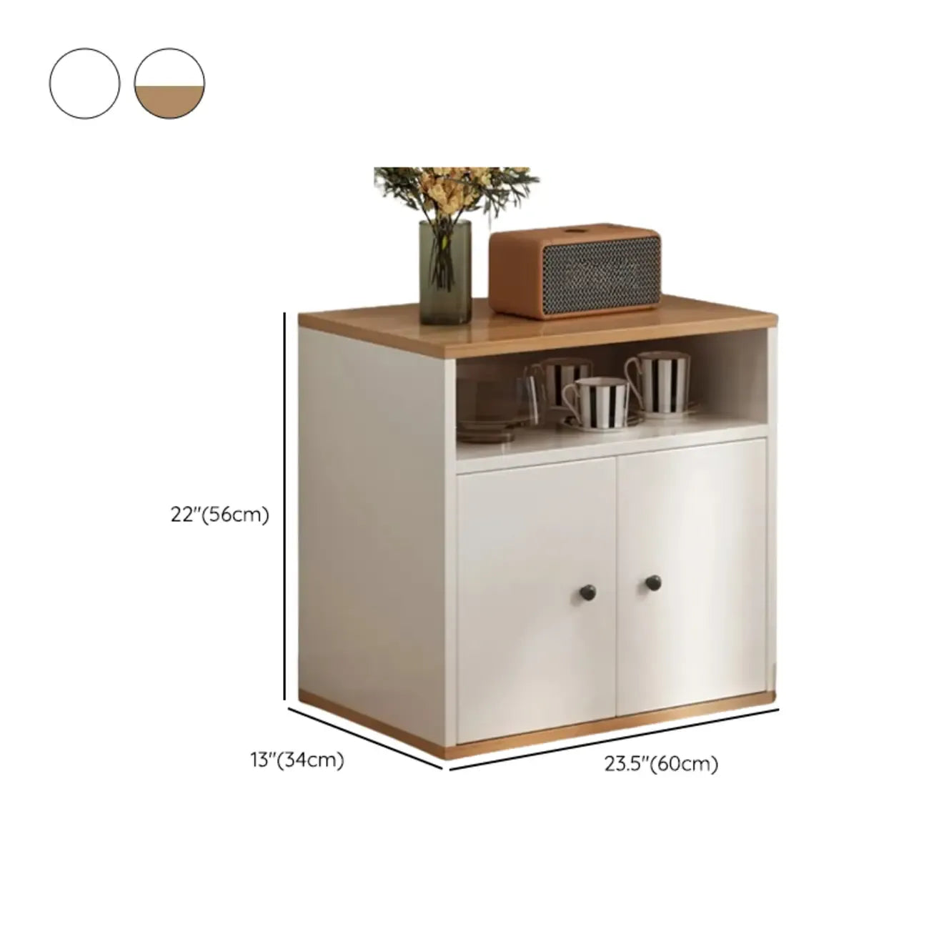 Armoire de rangement moderne en bois blanc avec étagères extérieures
