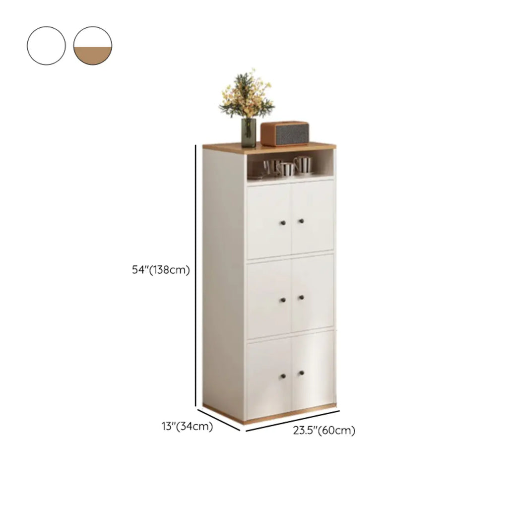 Armoire de rangement moderne en bois blanc avec étagères extérieures