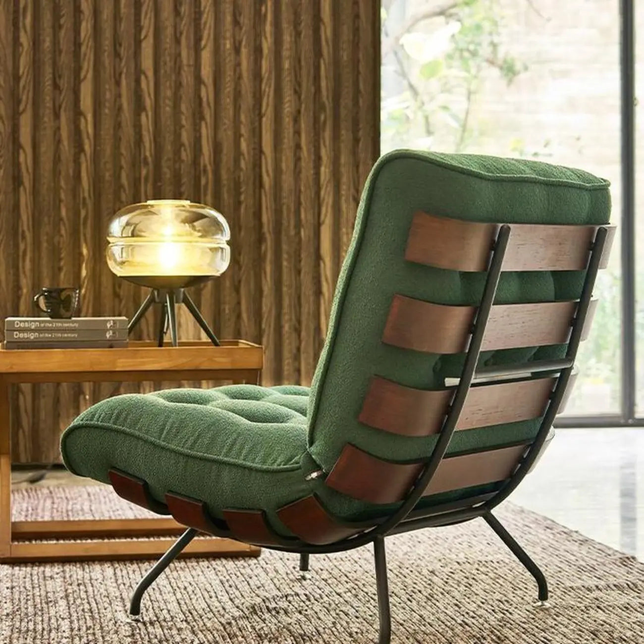 Fauteuil inclinable traditionnel en mohair capitonné