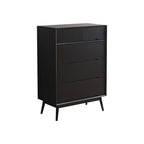 Commode rétro en bois noir avec tiroirs de rangement pour chambre à coucher