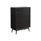 Commode rétro en bois noir avec tiroirs de rangement pour chambre à coucher