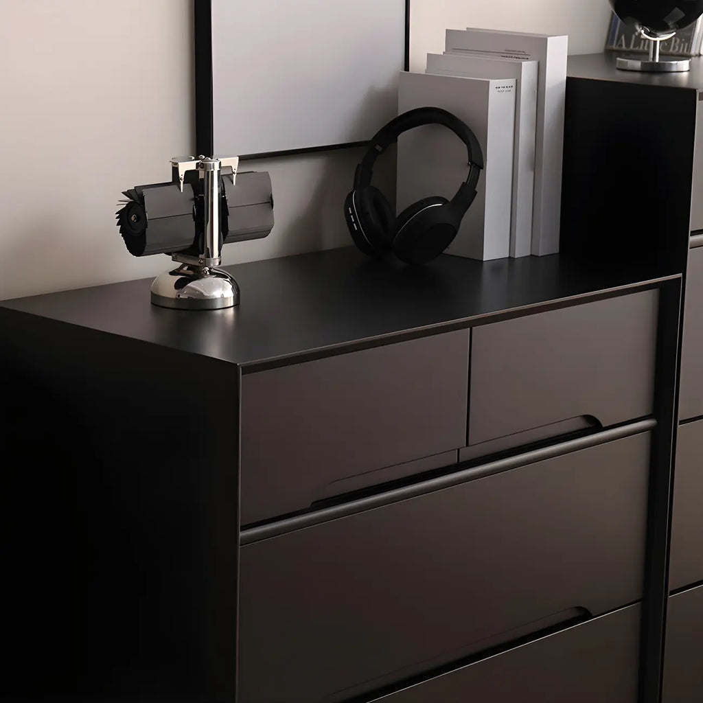 Commode rétro en bois noir avec tiroirs de rangement pour chambre à coucher