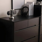 Commode rétro en bois noir avec tiroirs de rangement pour chambre à coucher