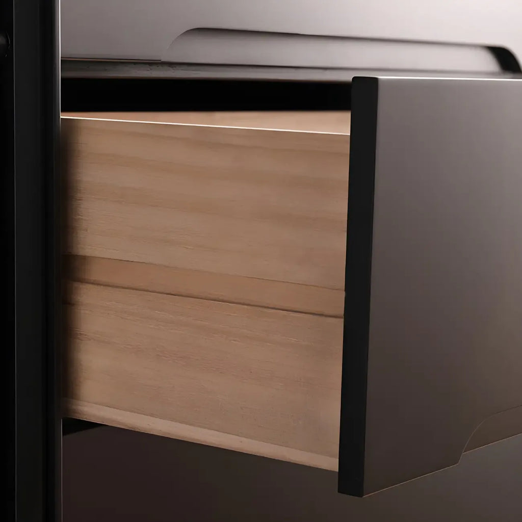 Commode rétro en bois noir avec tiroirs de rangement pour chambre à coucher