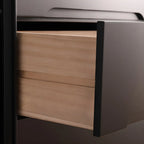 Commode rétro en bois noir avec tiroirs de rangement pour chambre à coucher