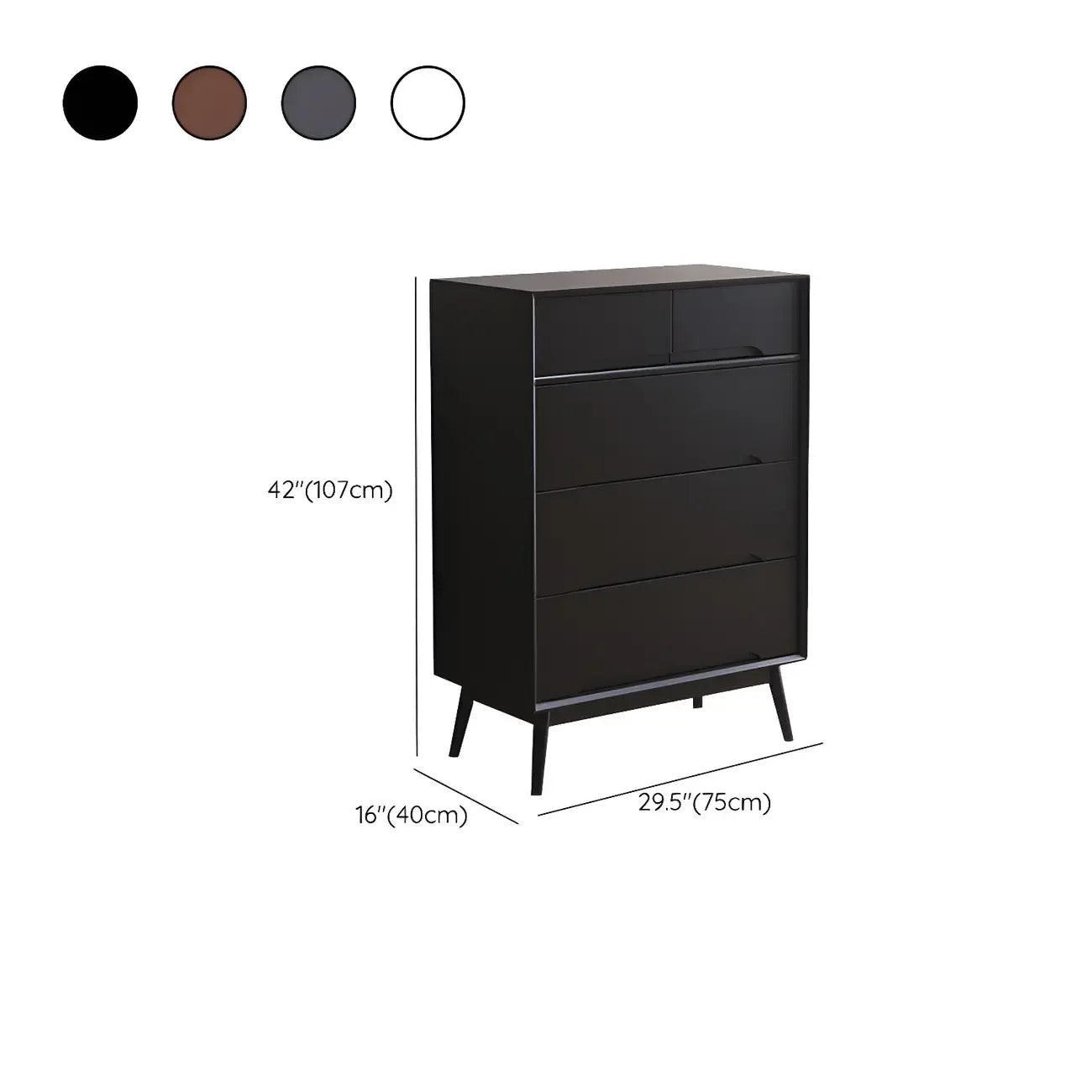 Commode rétro en bois noir avec tiroirs de rangement pour chambre à coucher