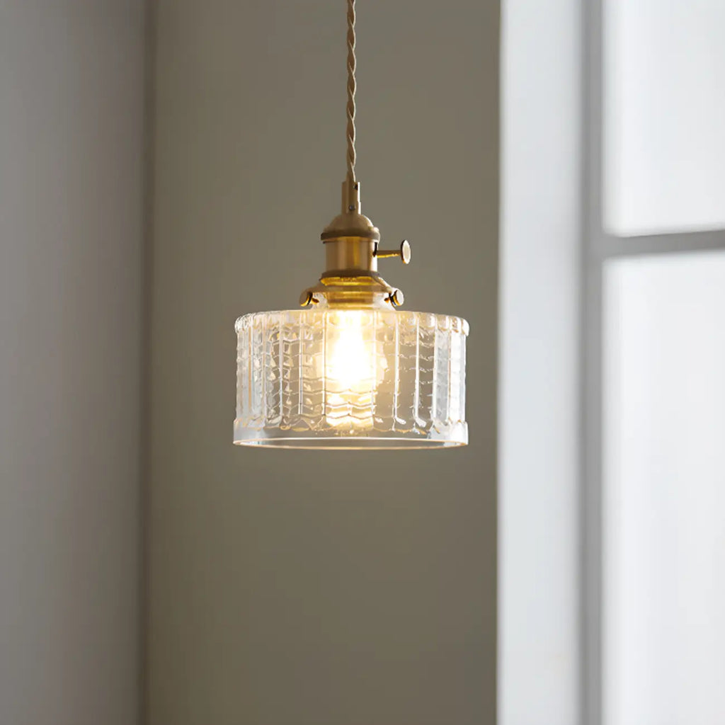 Suspension moderne à rayures en verre transparent pour salle à manger