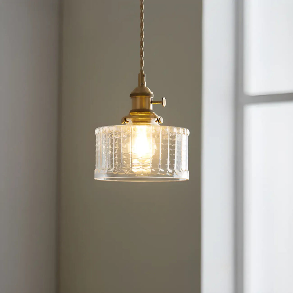 Suspension moderne à rayures en verre transparent pour salle à manger