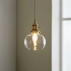 Suspension moderne à rayures en verre transparent pour salle à manger
