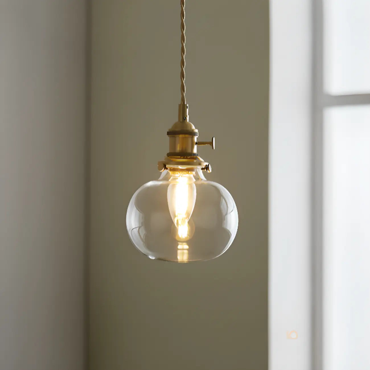 Suspension moderne à rayures en verre transparent pour salle à manger