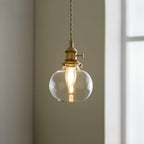 Suspension moderne à rayures en verre transparent pour salle à manger