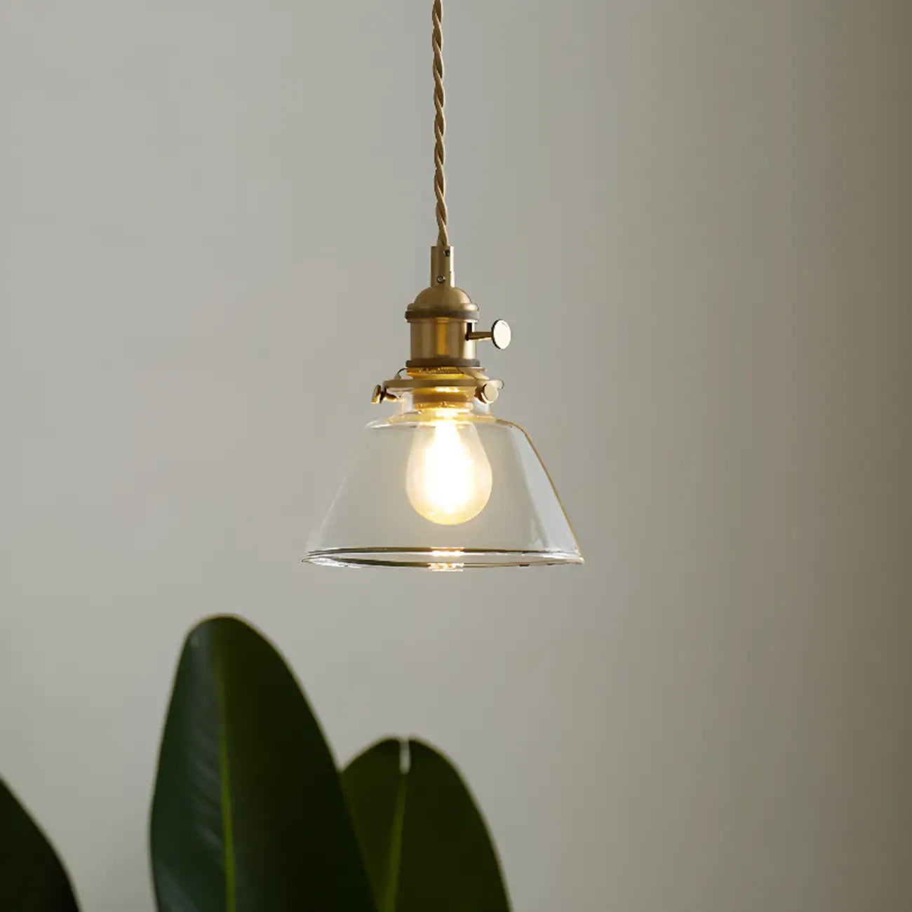 Suspension moderne à rayures en verre transparent pour salle à manger