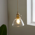 Suspension moderne à rayures en verre transparent pour salle à manger