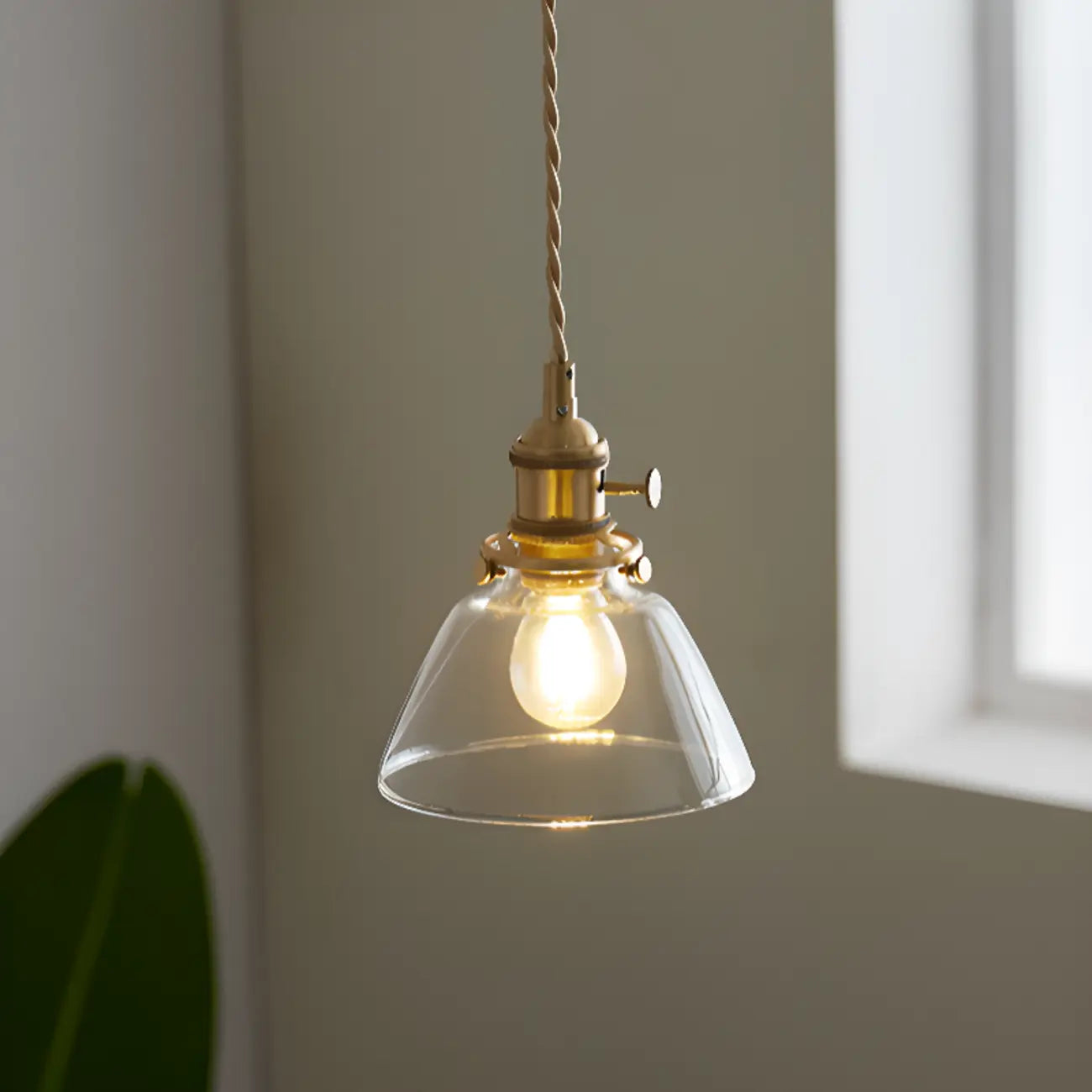 Suspension moderne à rayures en verre transparent pour salle à manger