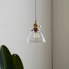 Suspension moderne à rayures en verre transparent pour salle à manger