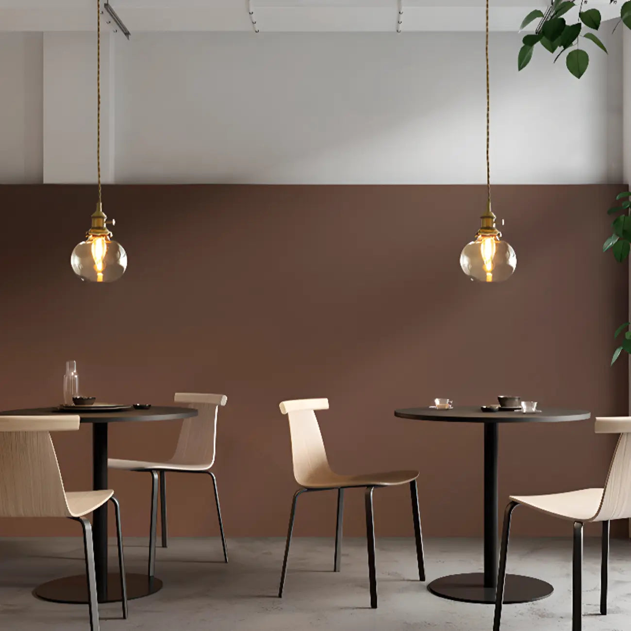 Suspension moderne à rayures en verre transparent pour salle à manger