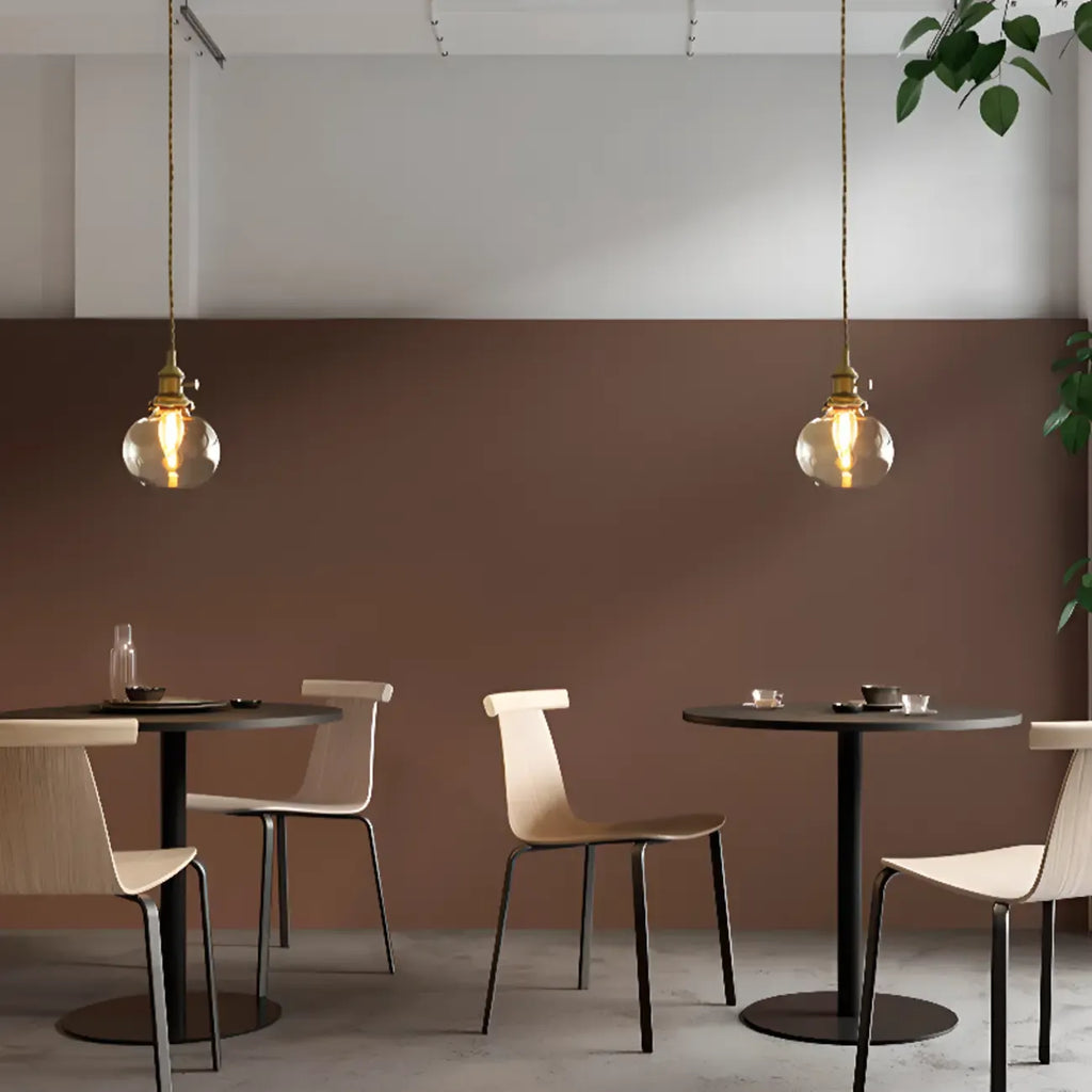 Suspension moderne à rayures en verre transparent pour salle à manger