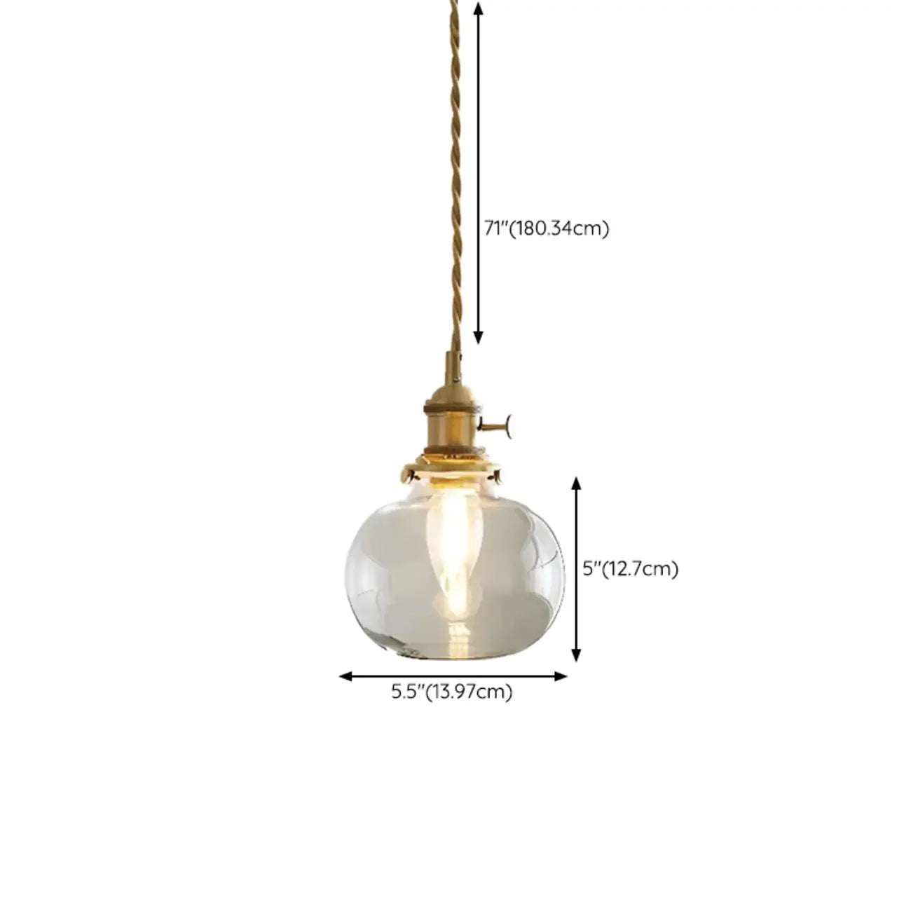 Suspension moderne à rayures en verre transparent pour salle à manger