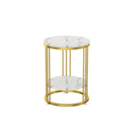 Table d'appoint ronde en marbre pour salon avec rangement