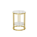 Table d'appoint ronde en marbre pour salon avec rangement
