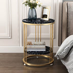 Table d'appoint ronde en marbre pour salon avec rangement