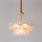 Lustre moderne à plusieurs niveaux en cristal rond à fleurs