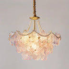 Lustre moderne à plusieurs niveaux en cristal rond à fleurs