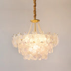 Lustre moderne à plusieurs niveaux en cristal rond à fleurs