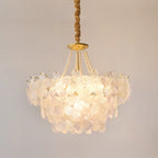 Lustre moderne à plusieurs niveaux en cristal rond à fleurs