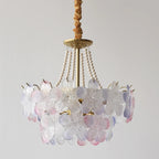 Lustre moderne à plusieurs niveaux en cristal rond à fleurs