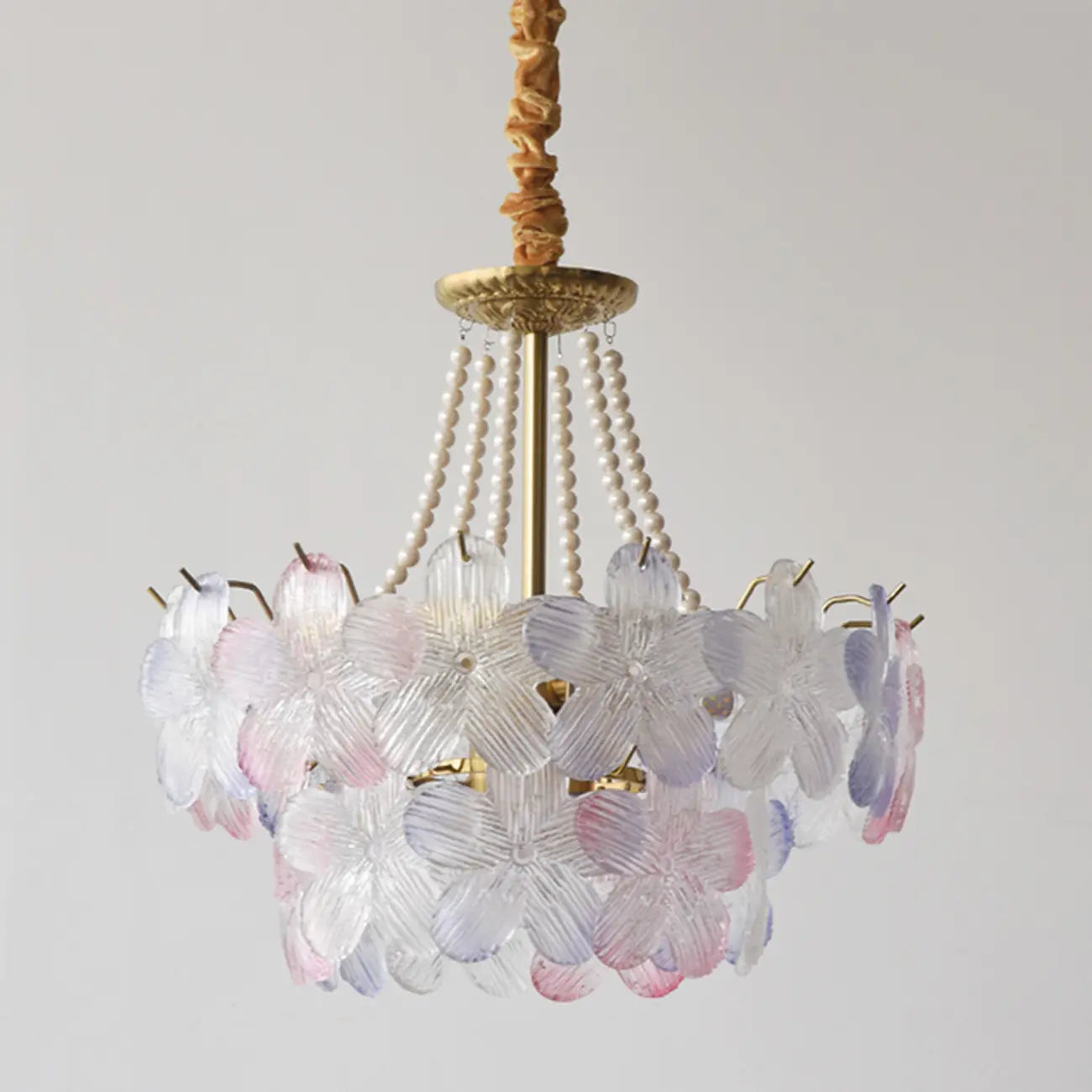 Lustre moderne à plusieurs niveaux en cristal rond à fleurs
