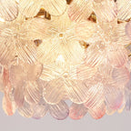 Lustre moderne à plusieurs niveaux en cristal rond à fleurs