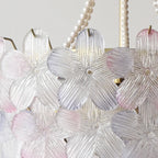 Lustre moderne à plusieurs niveaux en cristal rond à fleurs