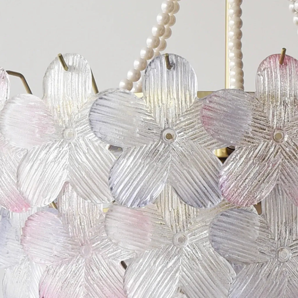 Lustre moderne à plusieurs niveaux en cristal rond à fleurs