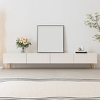 Meuble TV avec pieds et tiroirs de gestion des câbles en pierre blanche