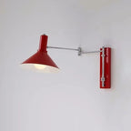 Applique murale moderne rouge à bras articulé, abat-jour en fer