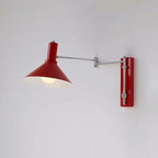 Applique murale moderne rouge à bras articulé, abat-jour en fer