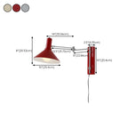 Applique murale moderne rouge à bras articulé, abat-jour en fer