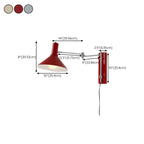 Applique murale moderne rouge à bras articulé, abat-jour en fer