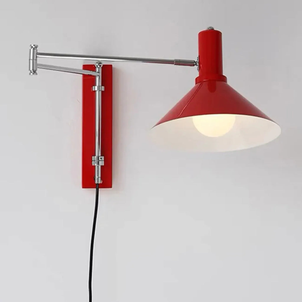 Applique murale rouge à bras articulé réglable, taille moyenne, pour coin lecture