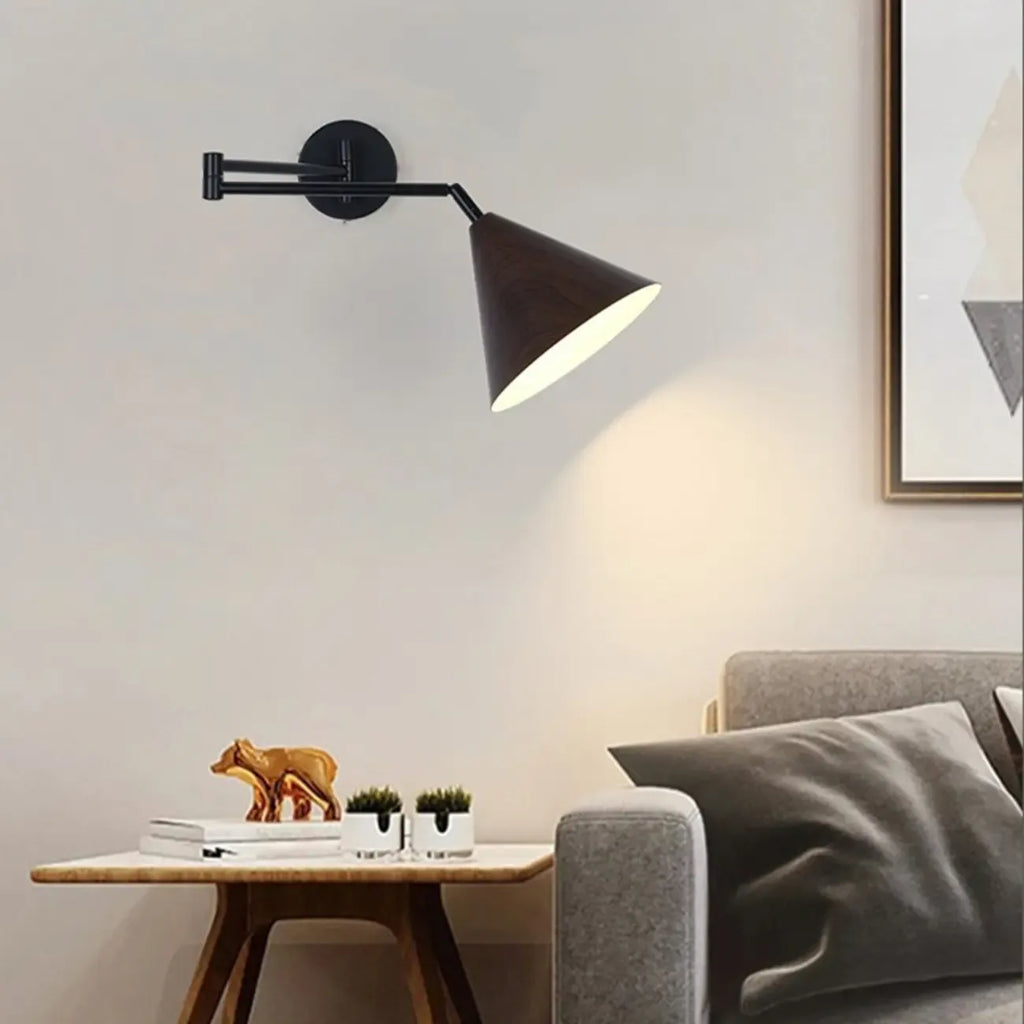 Applique murale moderne d'intérieur noire avec bras réglable