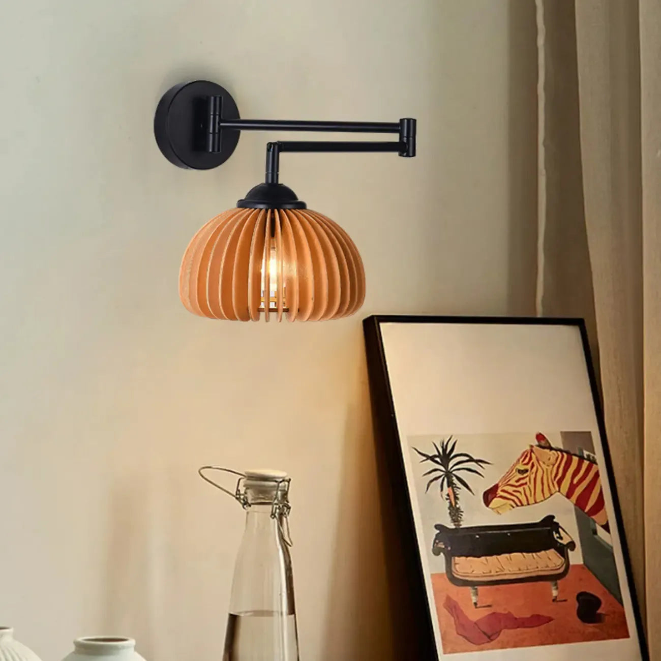 Applique murale moderne d'intérieur noire avec bras réglable