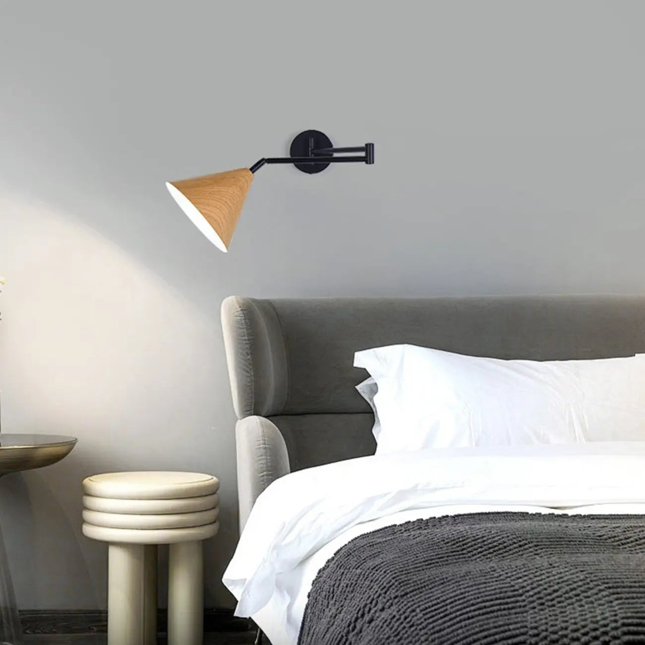 Applique murale moderne d'intérieur noire avec bras réglable