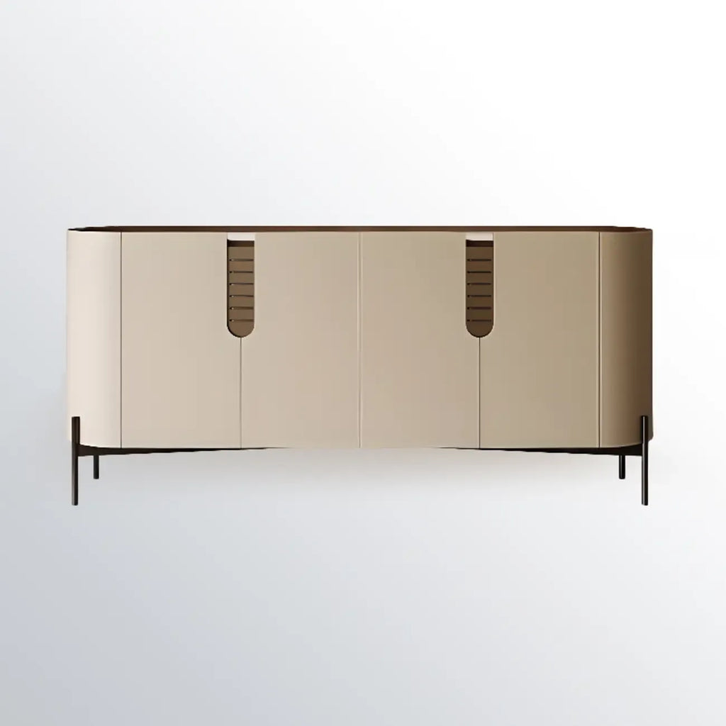 Meuble d'appoint moderne en pierre beige avec 4 pieds droits