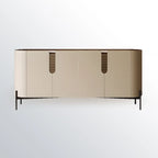 Meuble d'appoint moderne en pierre beige avec 4 pieds droits